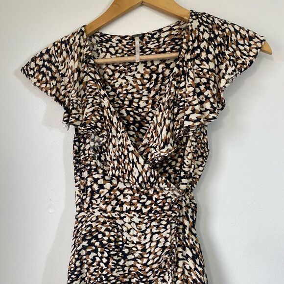 Free people leopard print wrap ruffle mini dress - Picture 14 of 16